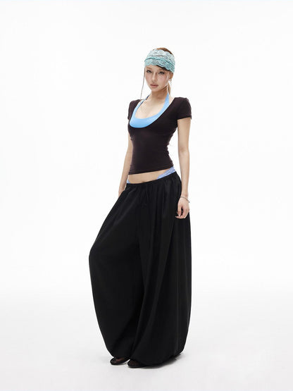 iamxiaa Coffee Blue Colorblock U Neck Padded Cami Slim Fit Women&