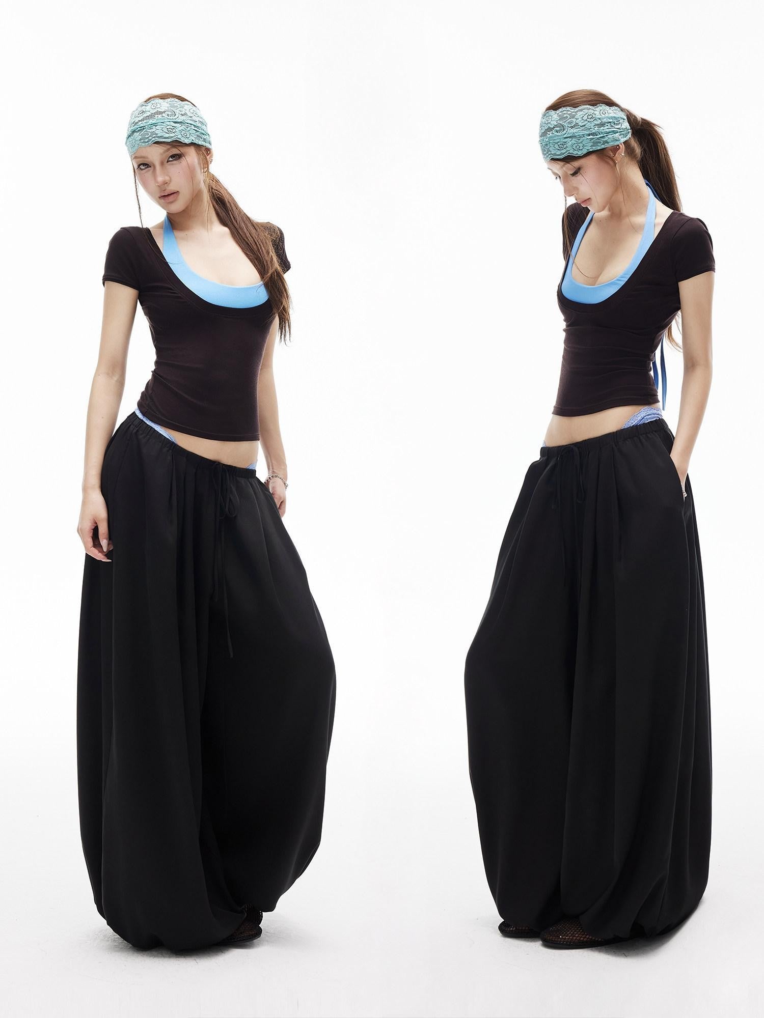 iamxiaa Coffee Blue Colorblock U Neck Padded Cami Slim Fit Women&