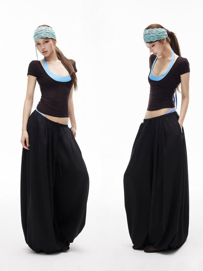 iamxiaa Coffee Blue Colorblock U Neck Padded Cami Slim Fit Women&