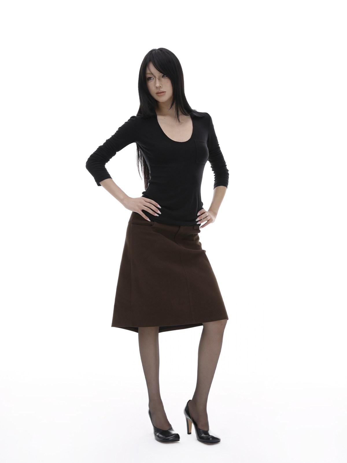 iamxiaa Coffee Brown Back Slit A Line Utilitarian Women&