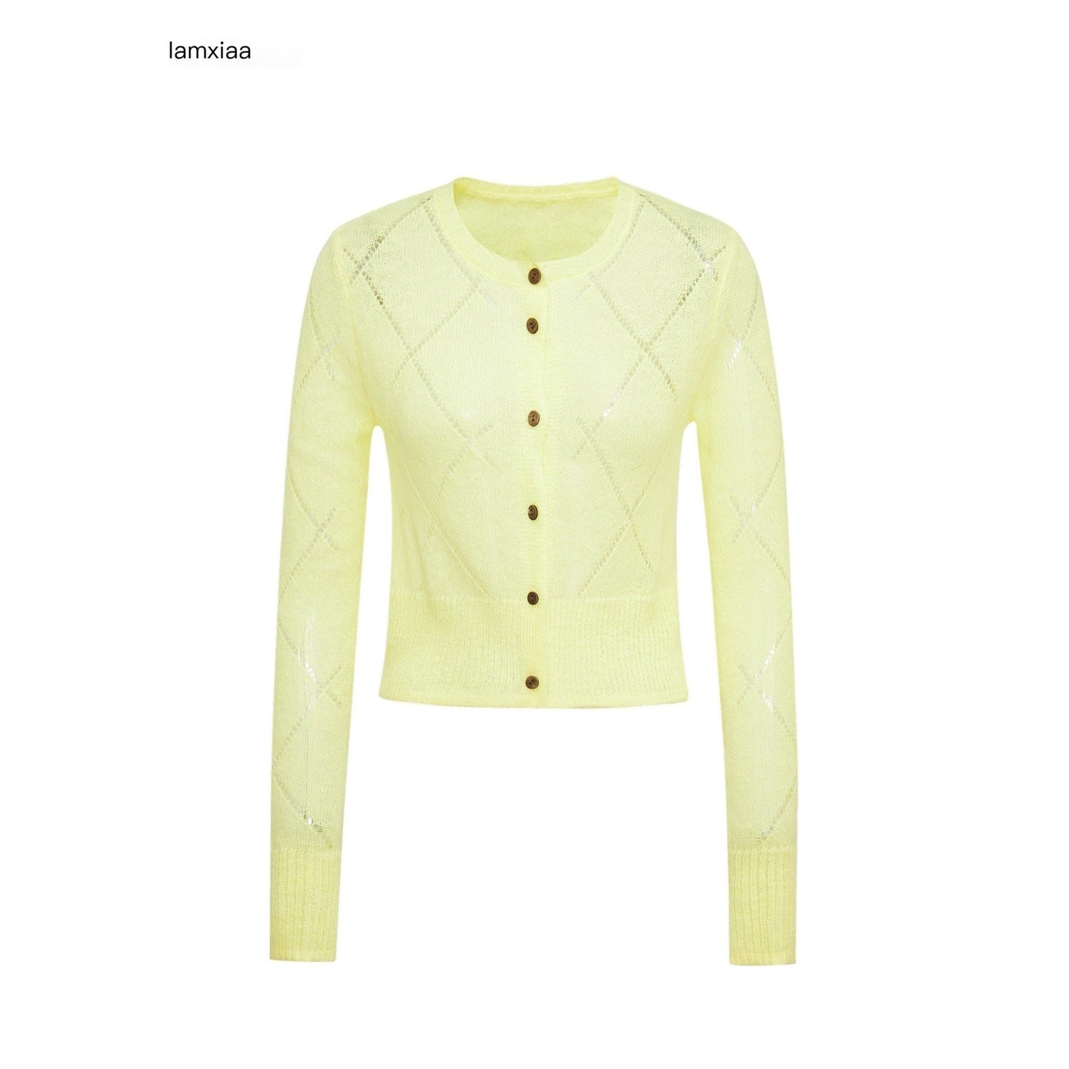 iamxiaa_Coffee_Yellow_Two_Tone_Hollow_Diamond_Knit_Women&