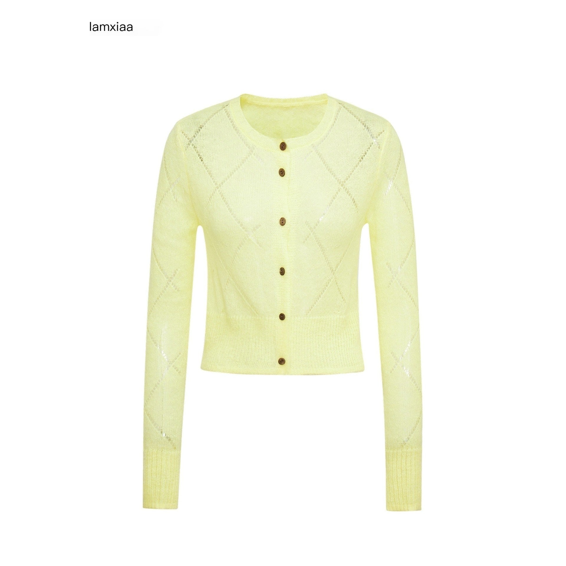 iamxiaa_Coffee_Yellow_Two_Tone_Hollow_Diamond_Knit_Women&