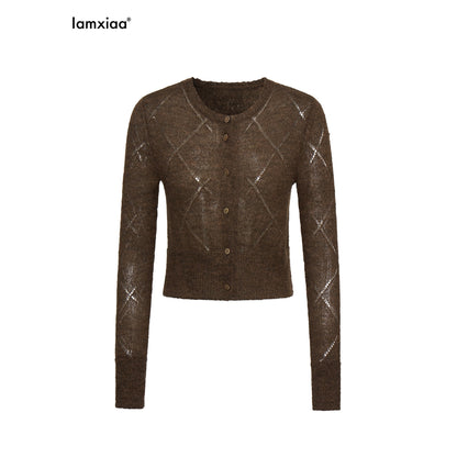 iamxiaa_Coffee_Yellow_Two_Tone_Hollow_Diamond_Knit_Women&