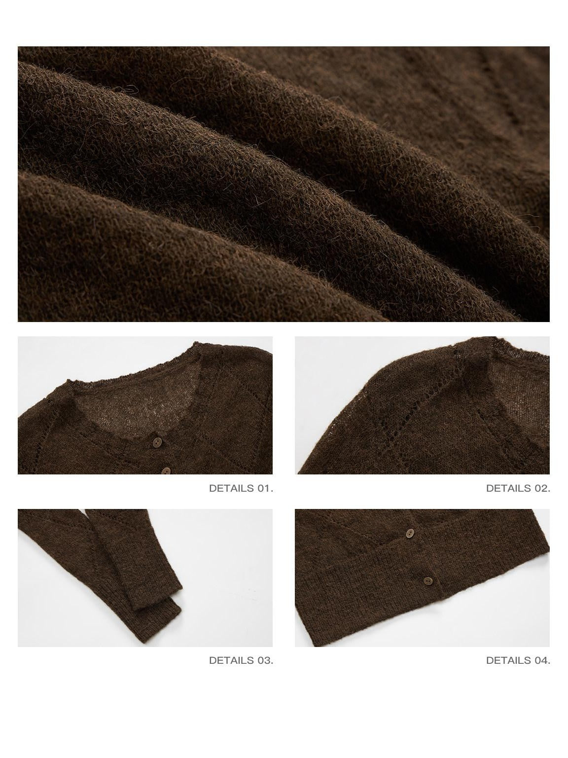 iamxiaa Coffee Yellow Two Tone Hollow Diamond Knit Women&