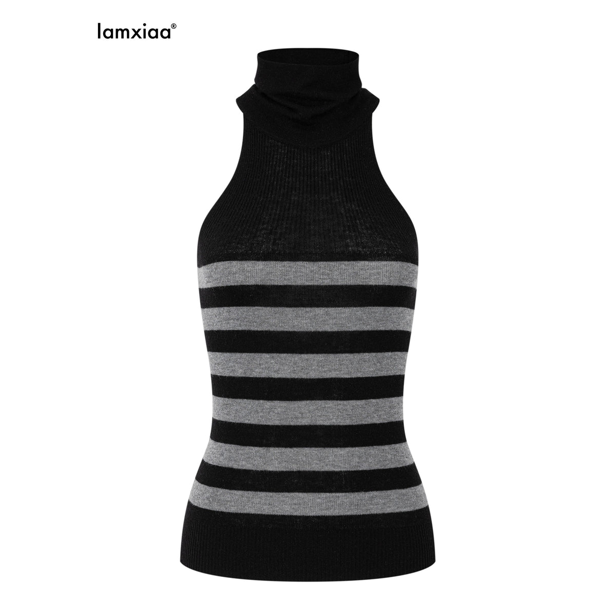iamxiaa_Color_Block_Striped_Mock_Neck_Cold_Shoulder_Knit_Slim_Fit_Women&