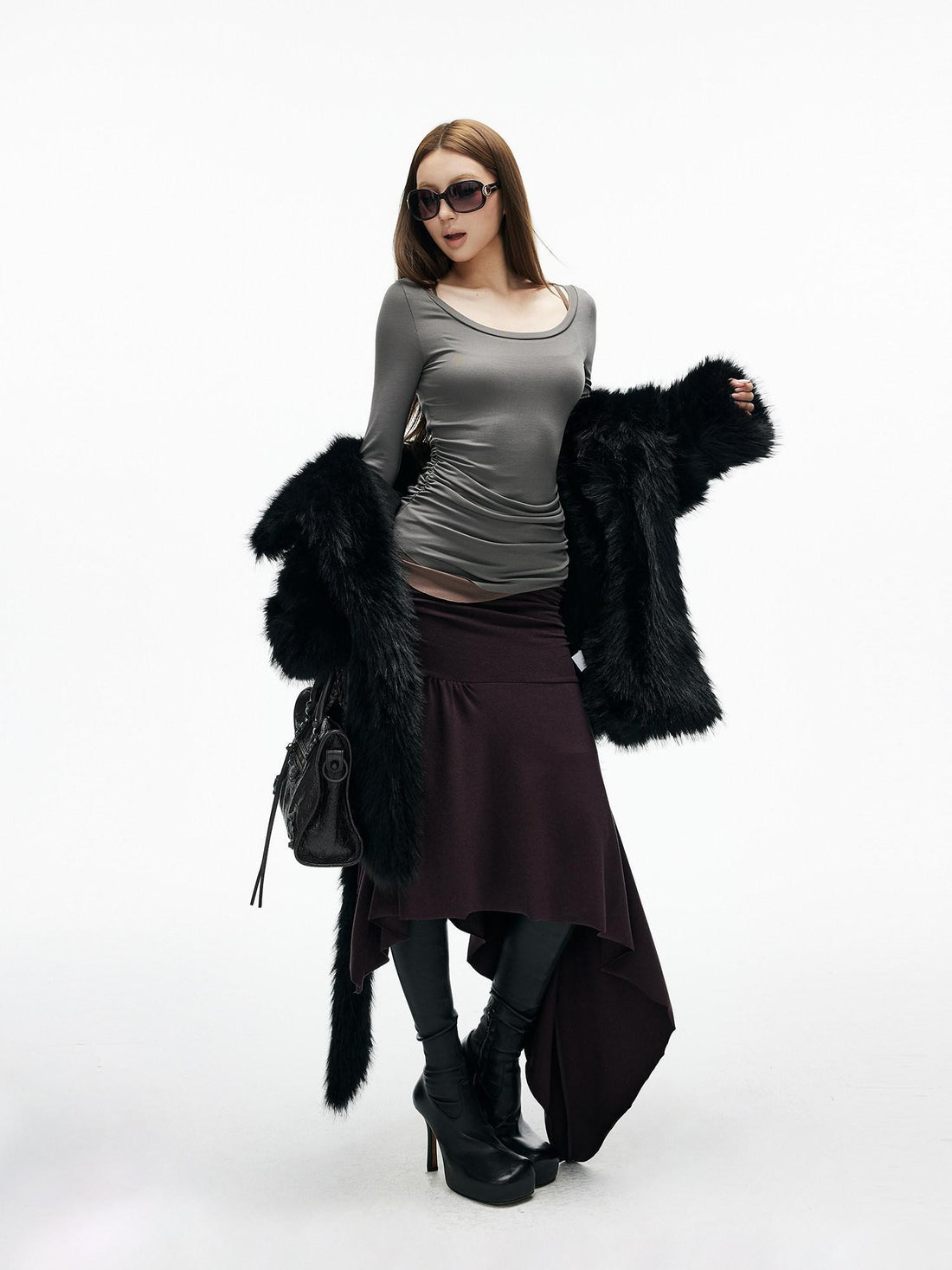 iamxiaa Colorblock Deconstructed Two Piece Slim Knit Women&