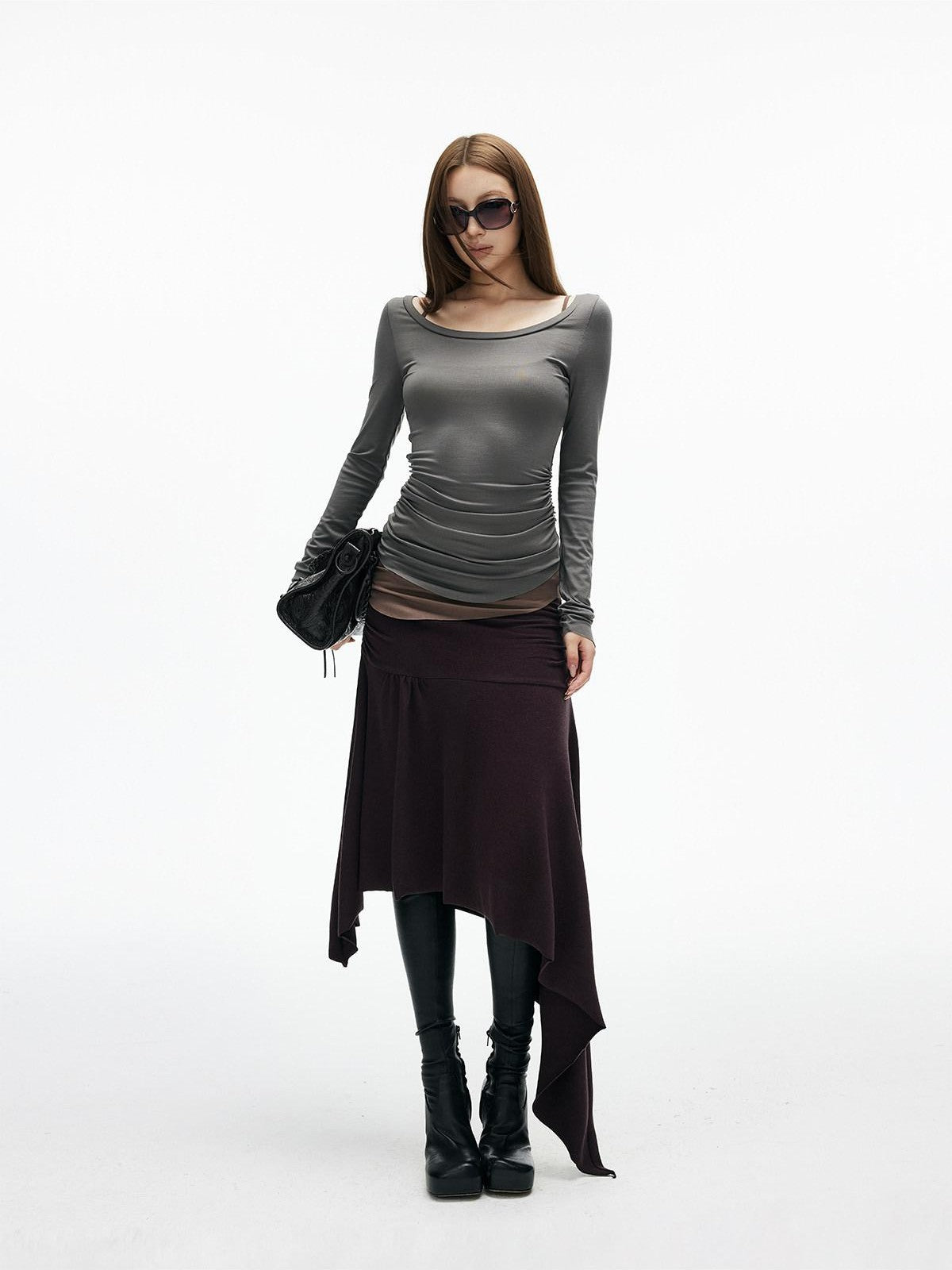 iamxiaa Colorblock Deconstructed Two Piece Slim Knit Women&