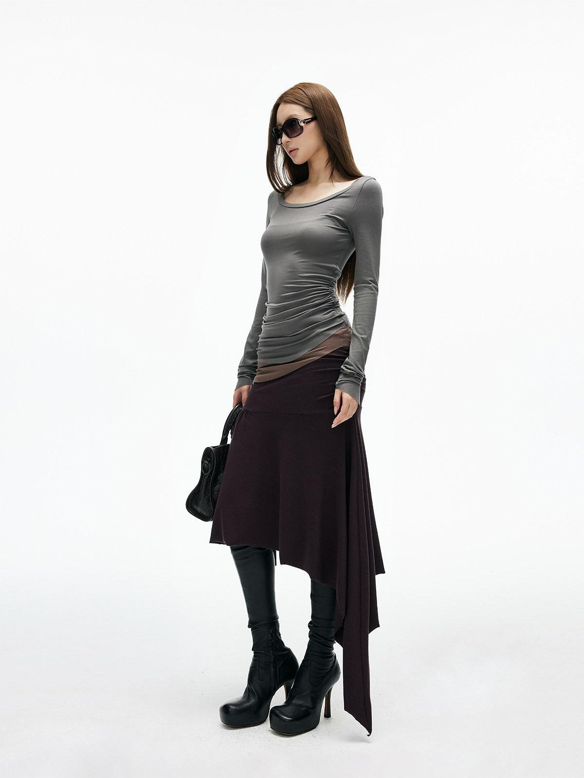 iamxiaa Colorblock Deconstructed Two Piece Slim Knit Women&