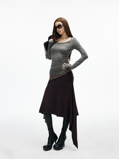 iamxiaa Colorblock Deconstructed Two Piece Slim Knit Women&