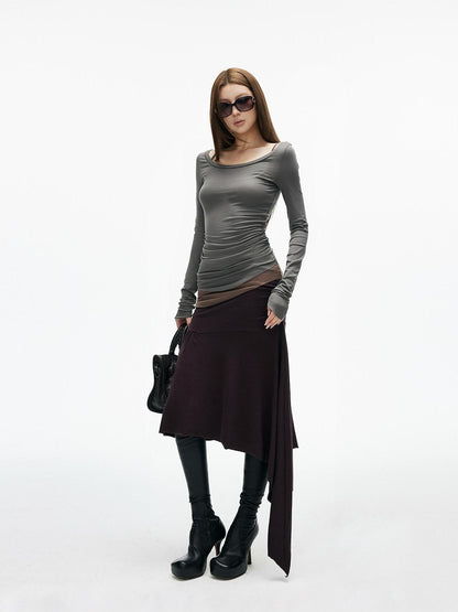 iamxiaa Colorblock Deconstructed Two Piece Slim Knit Women&