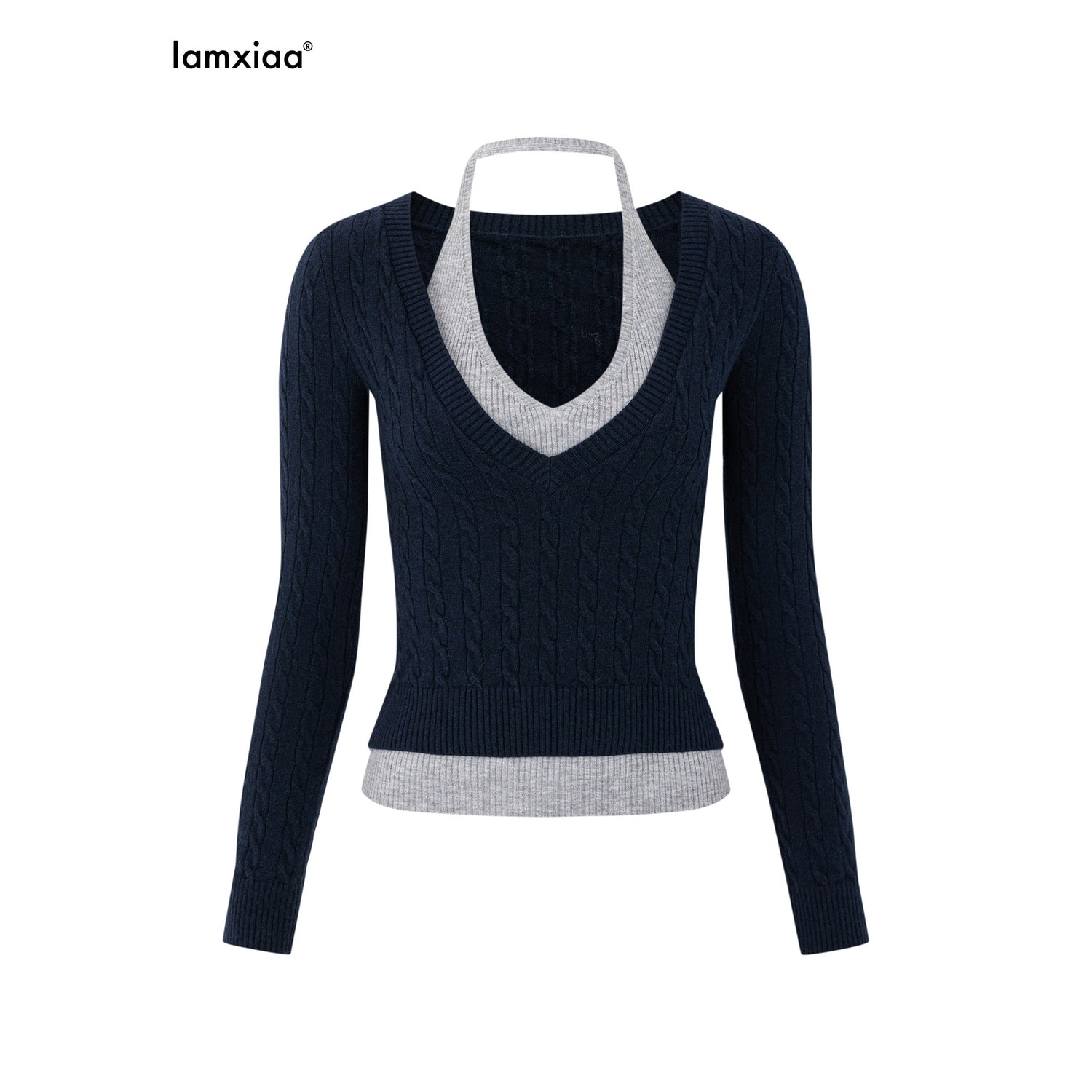 iamxiaa_Contrast_Cable_Knit_Aran_Faux_Two_Piece_Double_Layer_Collar_Women&