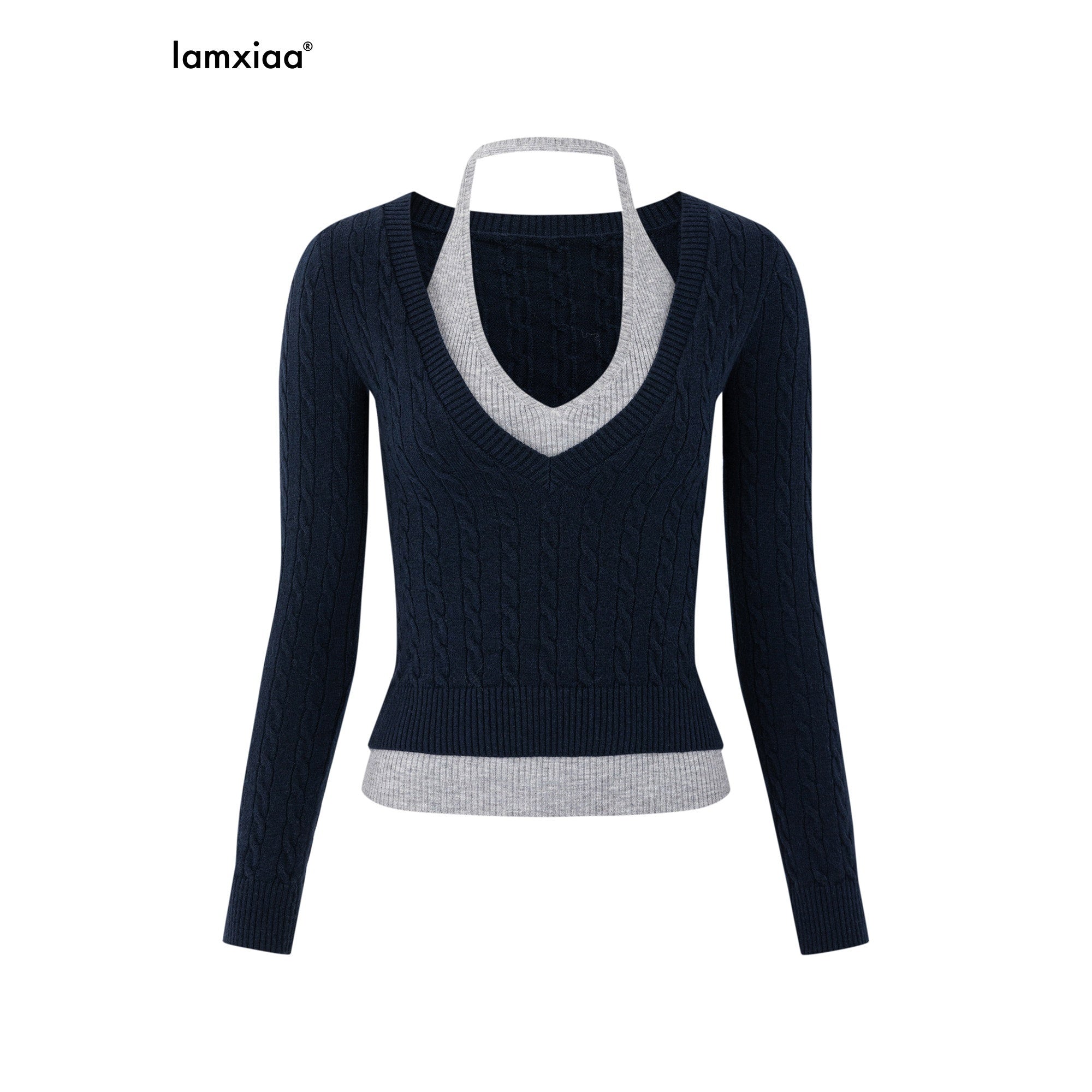 iamxiaa_Contrast_Cable_Knit_Aran_Faux_Two_Piece_Double_Layer_Collar_Women&