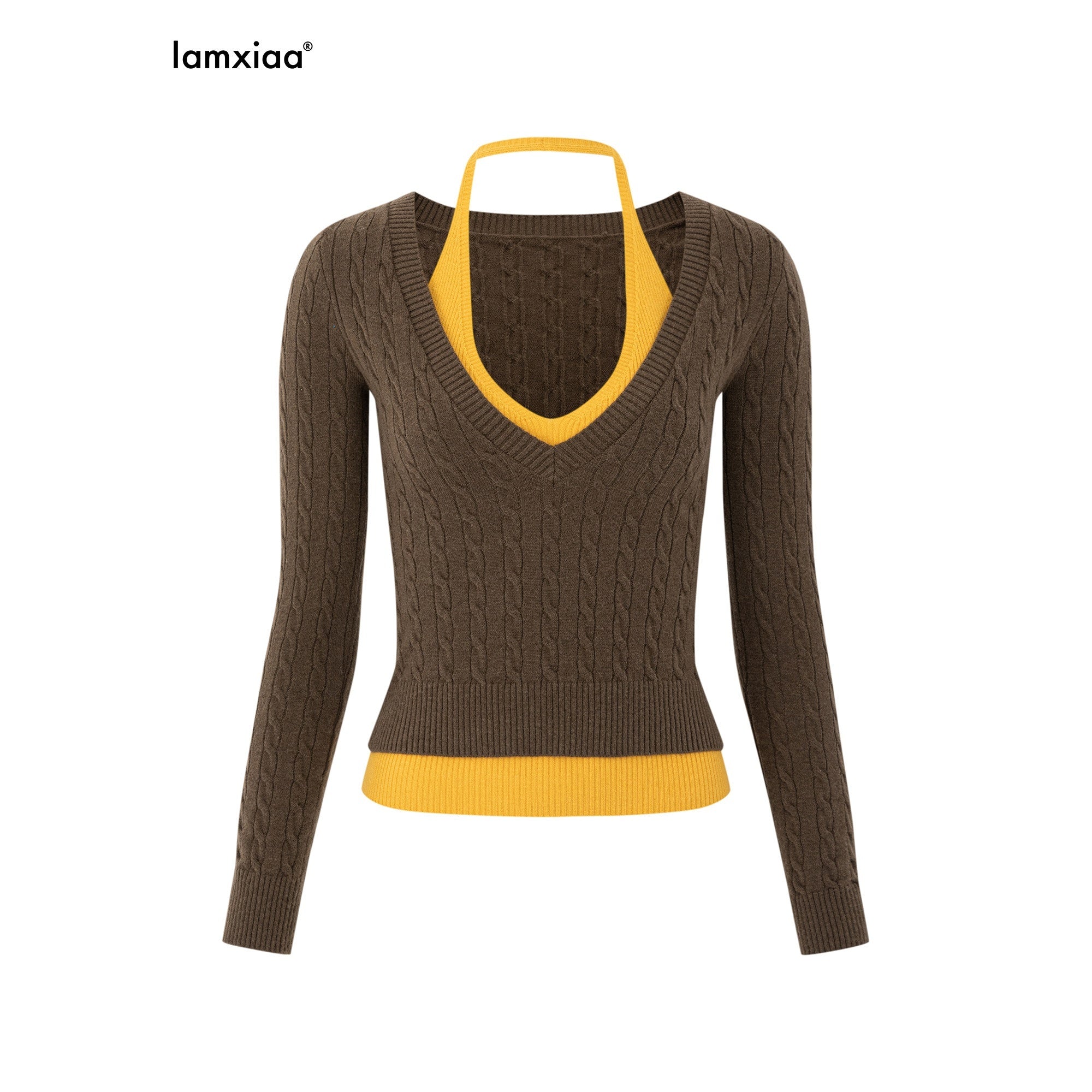 iamxiaa_Contrast_Cable_Knit_Aran_Faux_Two_Piece_Double_Layer_Collar_Women&