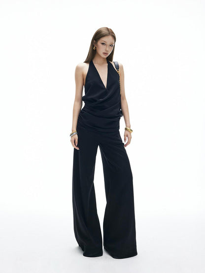 iamxiaa Crisscross Low Plunge V Ruched Backless Slimming Women&