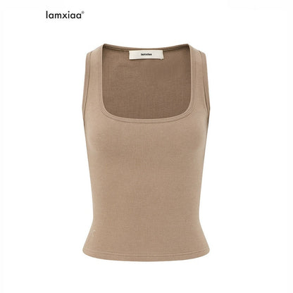 iamxiaa_Cropped_Brushed_U_Neck_Slim_Fit_Women&