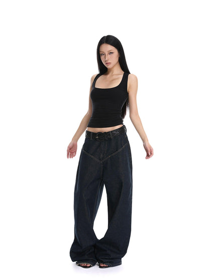 iamxiaa Cropped Brushed U Neck Slim Fit Women&