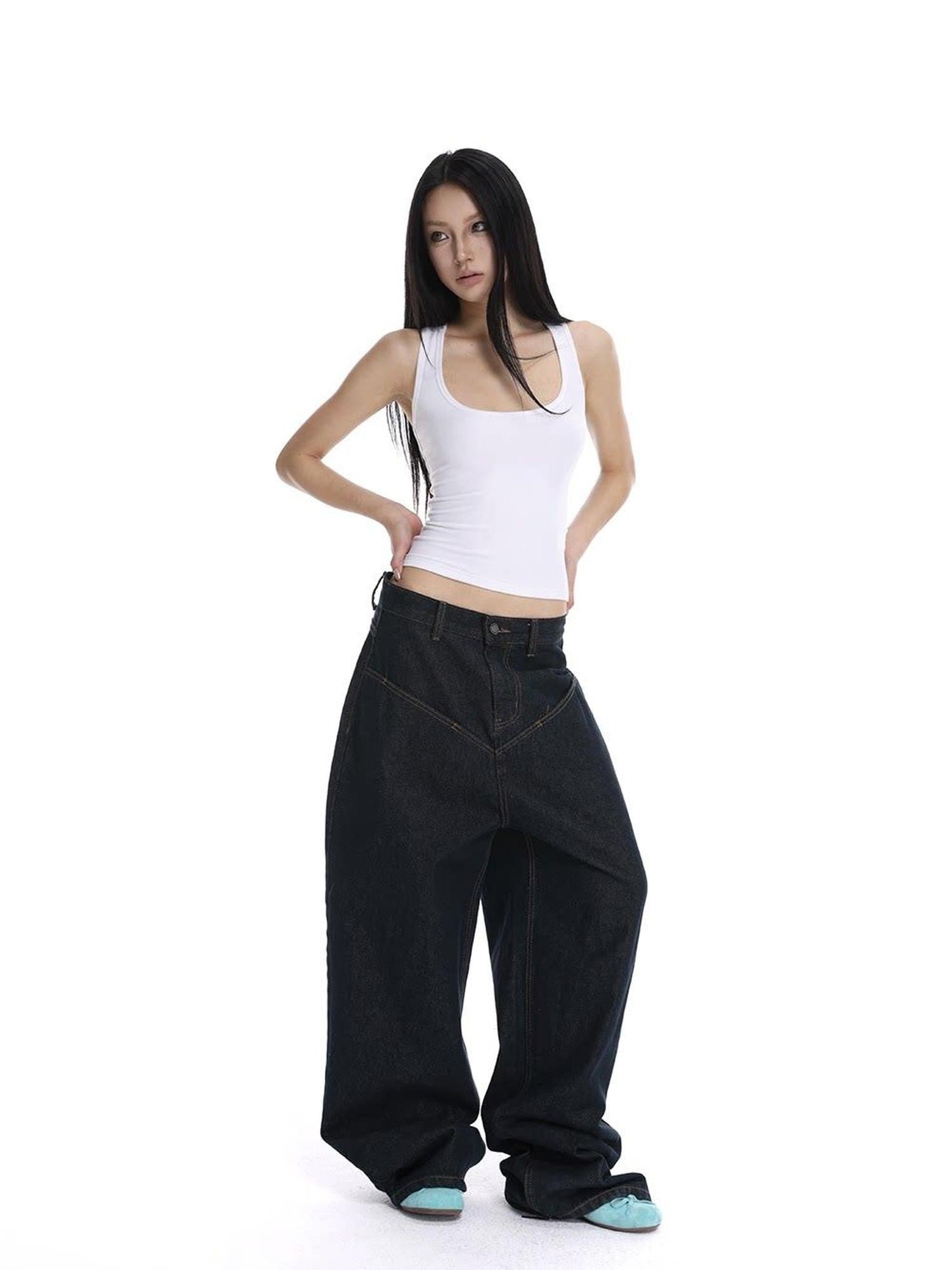iamxiaa Cropped Brushed U Neck Slim Fit Women&
