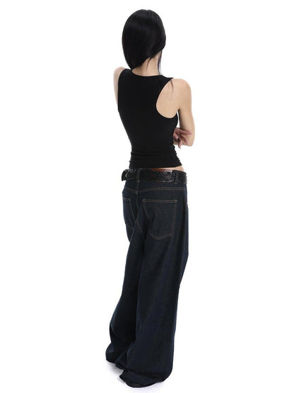 iamxiaa Cropped Brushed U Neck Slim Fit Women&