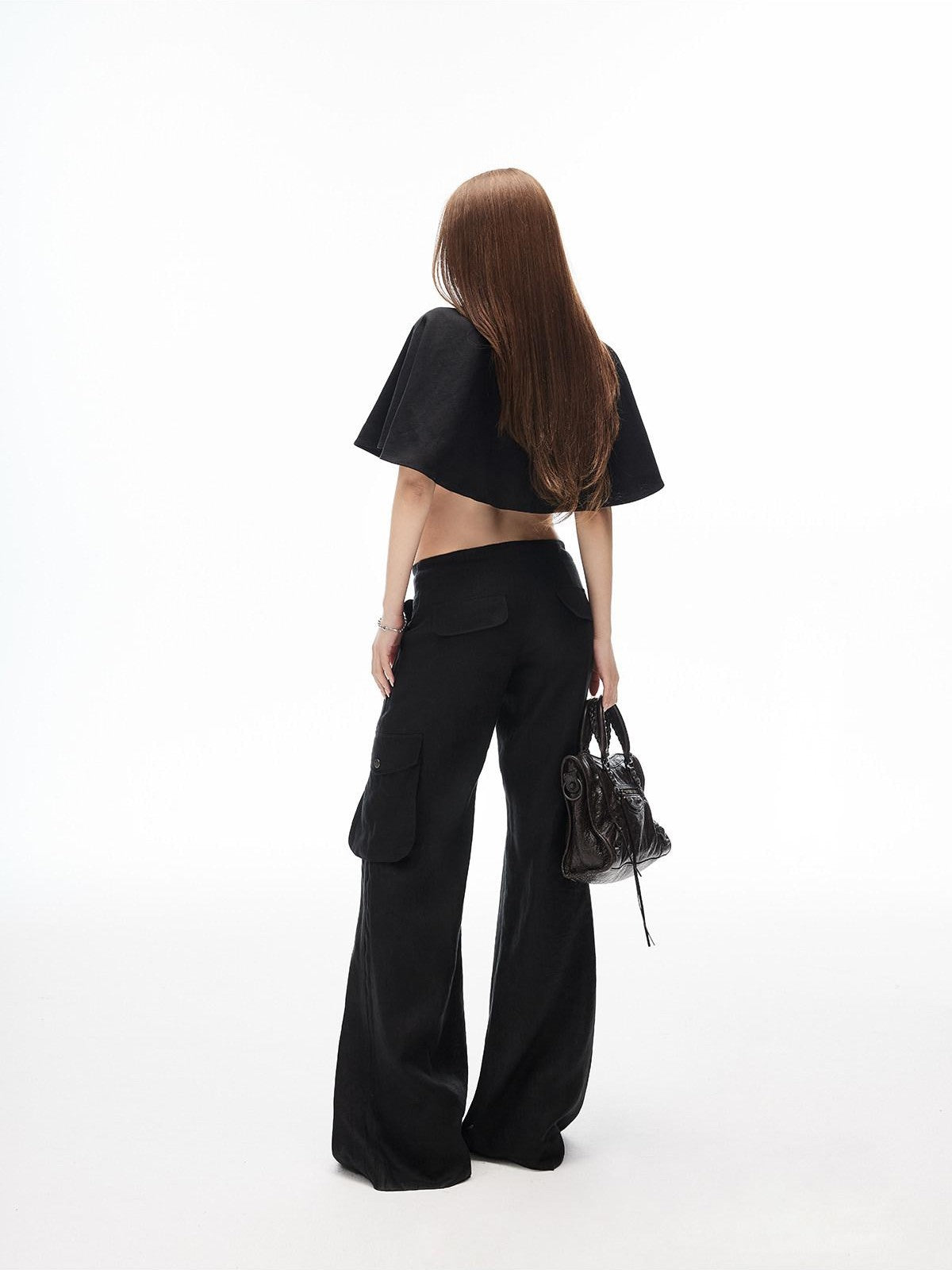 iamxiaa Cropped Double Breasted Lapel Court Women&
