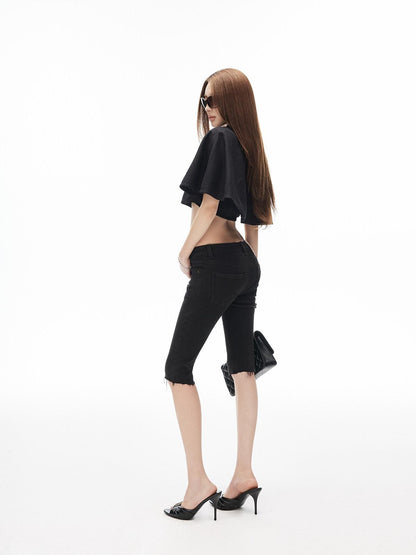iamxiaa Cropped Double Breasted Lapel Court Women&