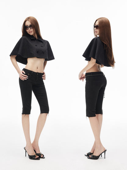 iamxiaa Cropped Double Breasted Lapel Court Women&
