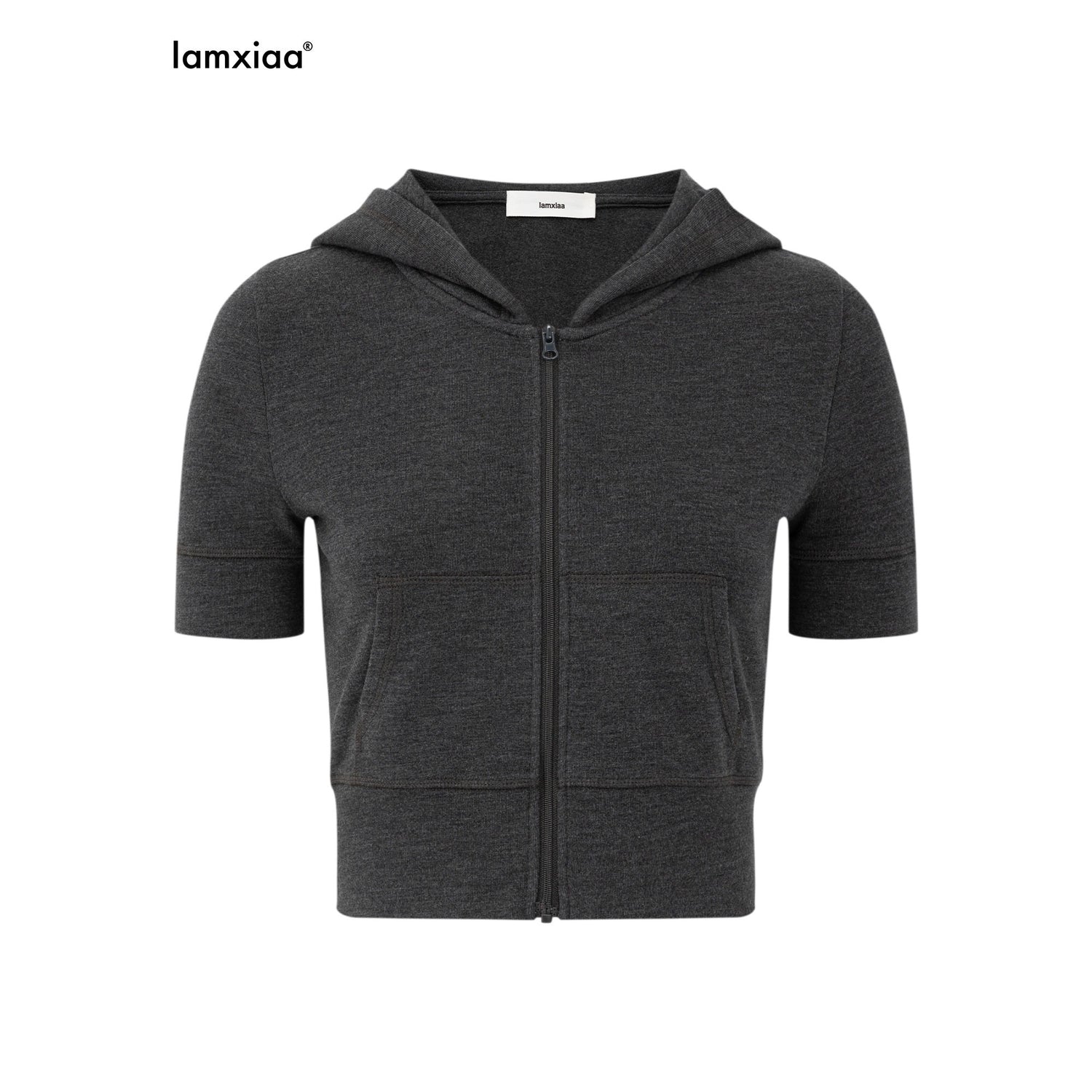 iamxiaa_Cropped_Hooded_Slim_Short_Sleeve_Drawstring_Straight_Women&