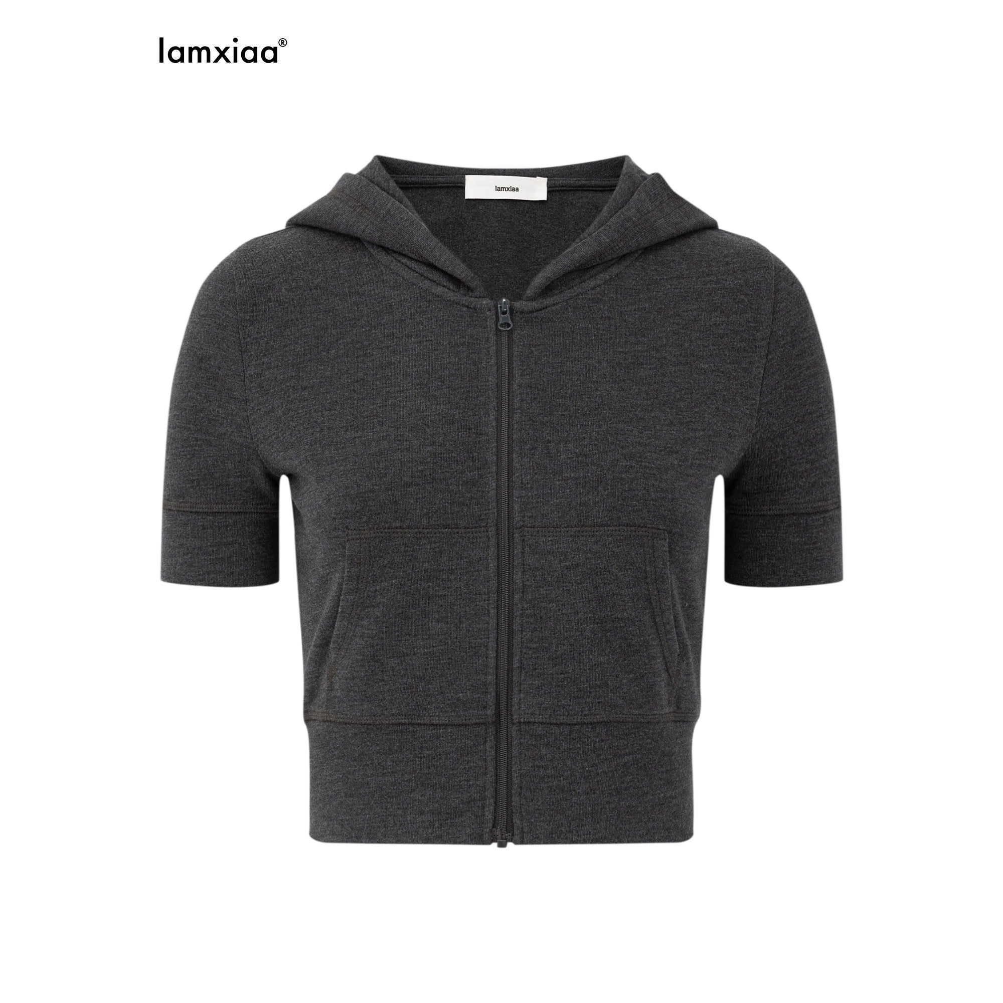 iamxiaa_Cropped_Hooded_Slim_Short_Sleeve_Drawstring_Straight_Women&