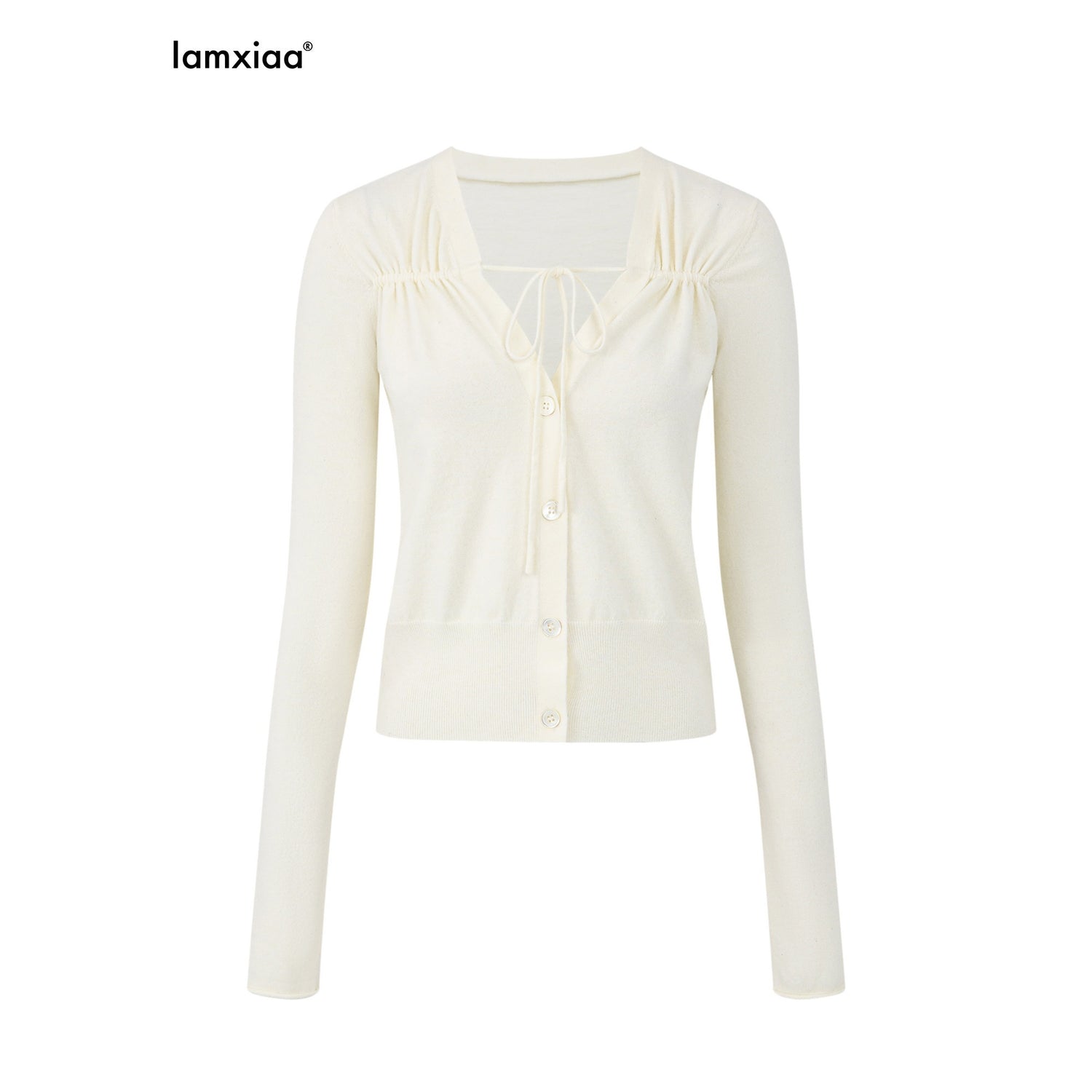 iamxiaa_Cropped_Ruched_Button_Front_V-neck_Women&