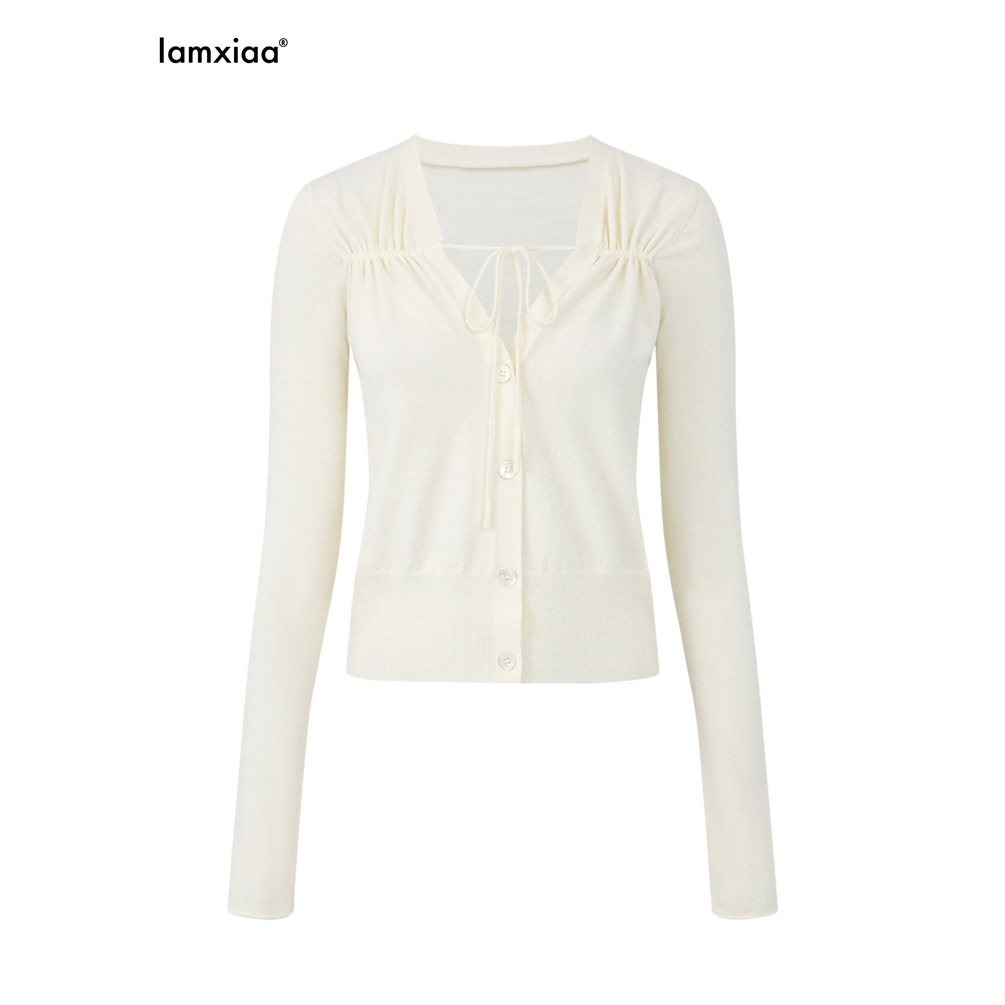 iamxiaa_Cropped_Ruched_Button_Front_V-neck_Women&