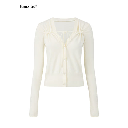 iamxiaa_Cropped_Ruched_Button_Front_V-neck_Women&