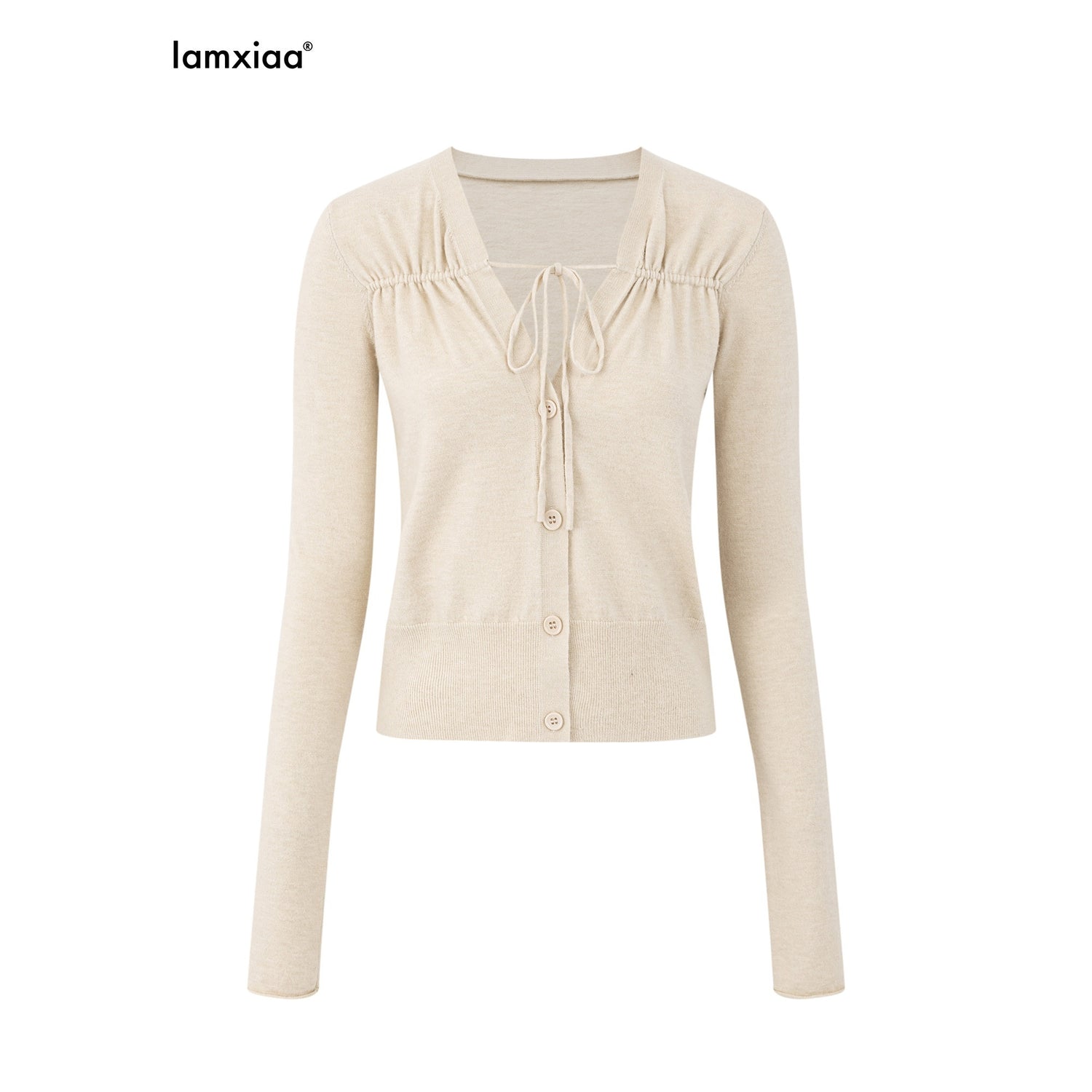 iamxiaa_Cropped_Ruched_Button_Front_V-neck_Women&