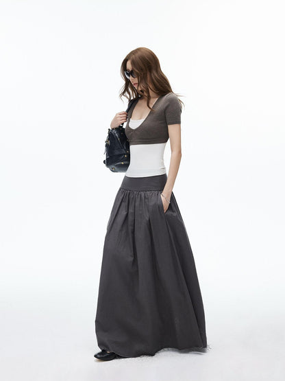 iamxiaa Cropped Sweetheart Ribbed Layered Short Sleeve Women&