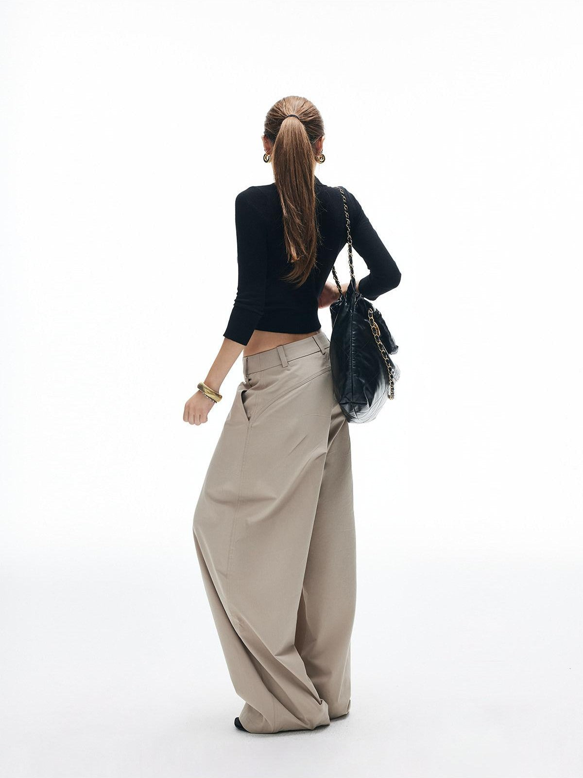 iamxiaa Cropped V-neck Dense Knit Slim Fit Women&