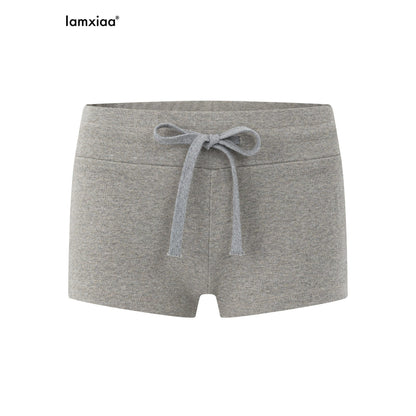 iamxiaa_Cross_Ribbed_Wide_Waistband_Drawstring_Low_Rise_Women&