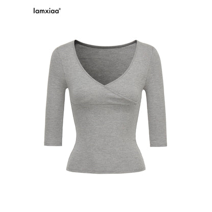 iamxiaa_Crossover_V-neck_Slim_Fit_Wide_Cuff_Women&
