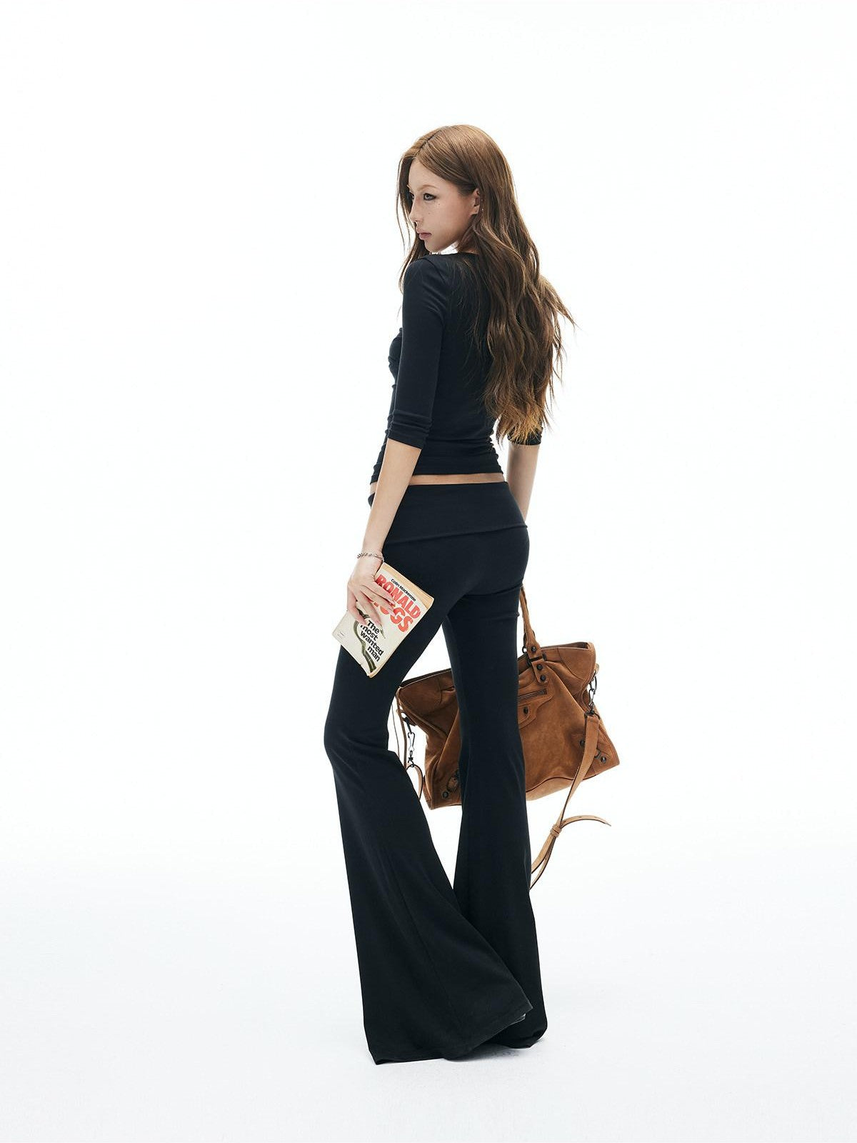 iamxiaa Crossover V-neck Slim Fit Wide Cuff Women&