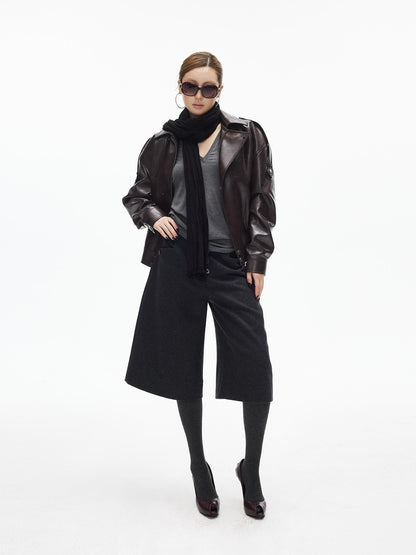 iamxiaa Dark Gray Handstitched Textured Buttoned A Line Women&