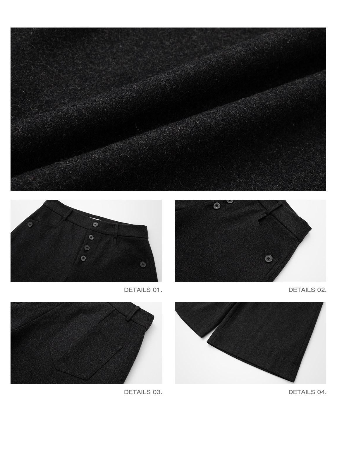 iamxiaa Dark Gray Handstitched Textured Buttoned A Line Women&