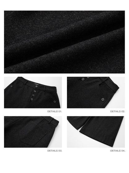 iamxiaa Dark Gray Handstitched Textured Buttoned A Line Women&