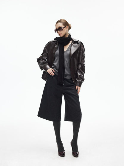 iamxiaa Dark Gray Handstitched Textured Buttoned A Line Women&
