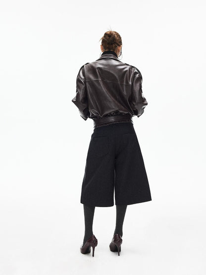 iamxiaa Dark Gray Handstitched Textured Buttoned A Line Women&