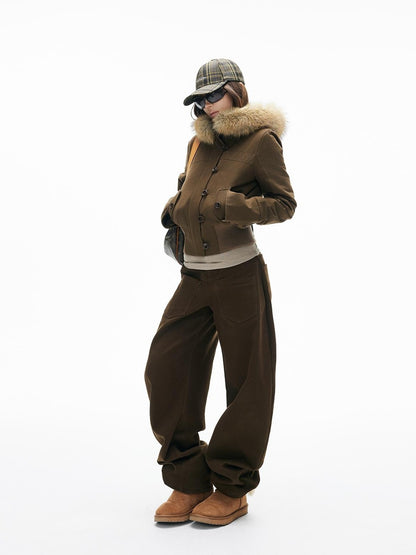 iamxiaa Deconstructed Reverse Pocket Twill Texture Women&