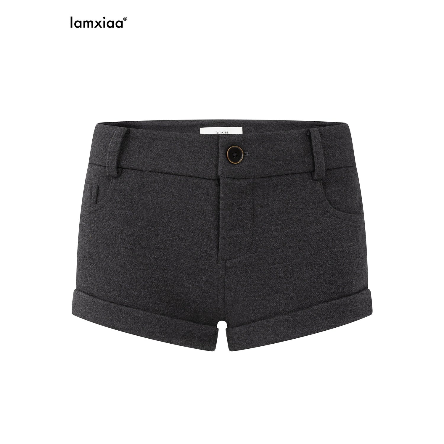 iamxiaa_Deep_Gray_Low_Waist_Hand_Folded_Hem_Women&