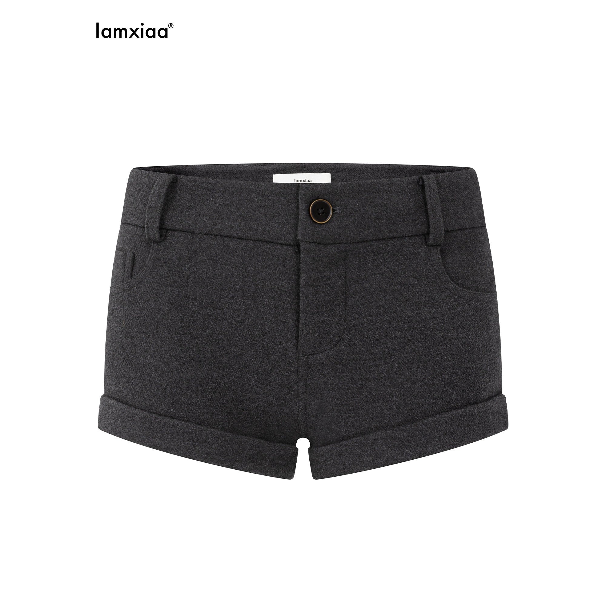 iamxiaa_Deep_Gray_Low_Waist_Hand_Folded_Hem_Women&