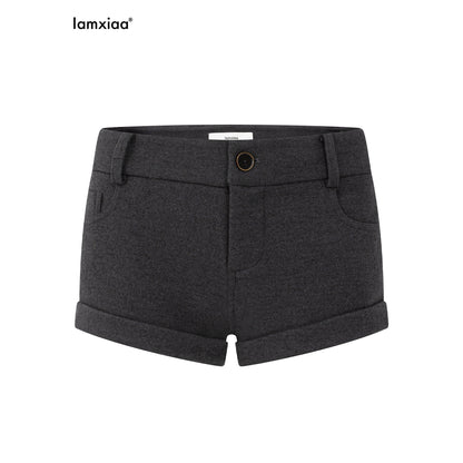 iamxiaa_Deep_Gray_Low_Waist_Hand_Folded_Hem_Women&