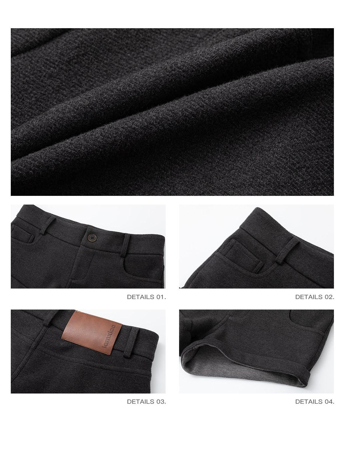 iamxiaa Deep Gray Low Waist Hand Folded Hem Women&