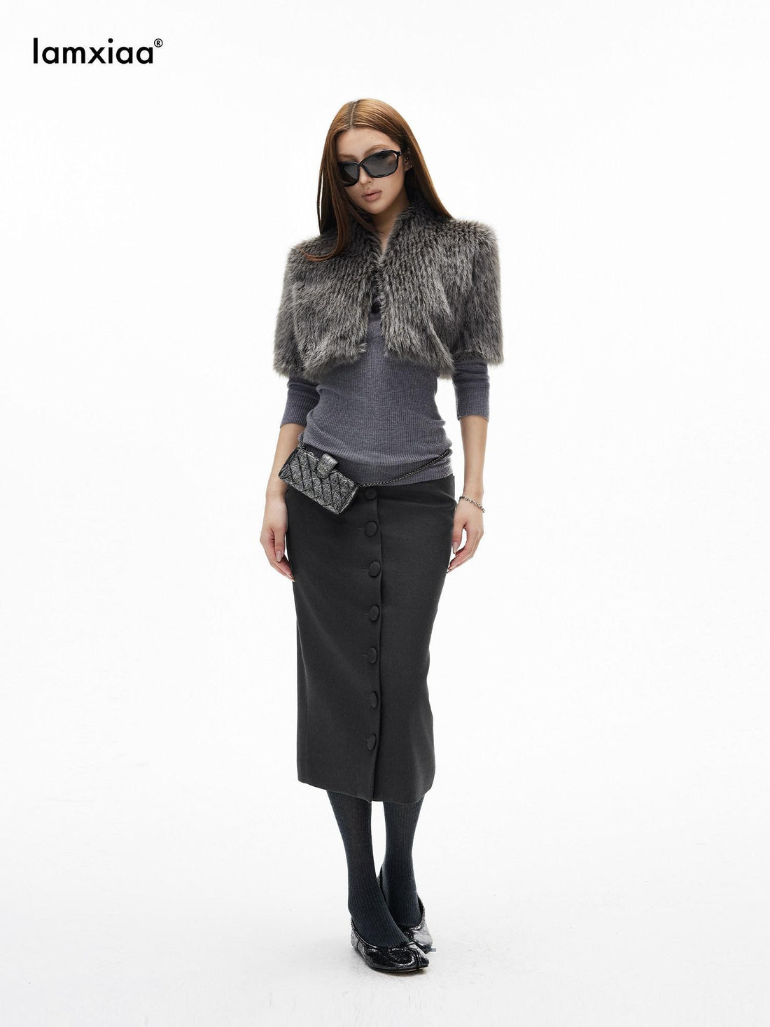 iamxiaa Deep Gray Vintage Handcrafted Button Front Women&