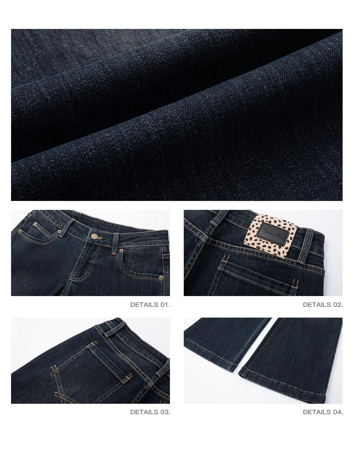 iamxiaa Deep Navy Contrast Stitch Ultra Low Rise Five Pocket Women&