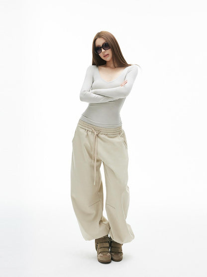 iamxiaa Deep Sweetheart Neck Thumbhole Women&