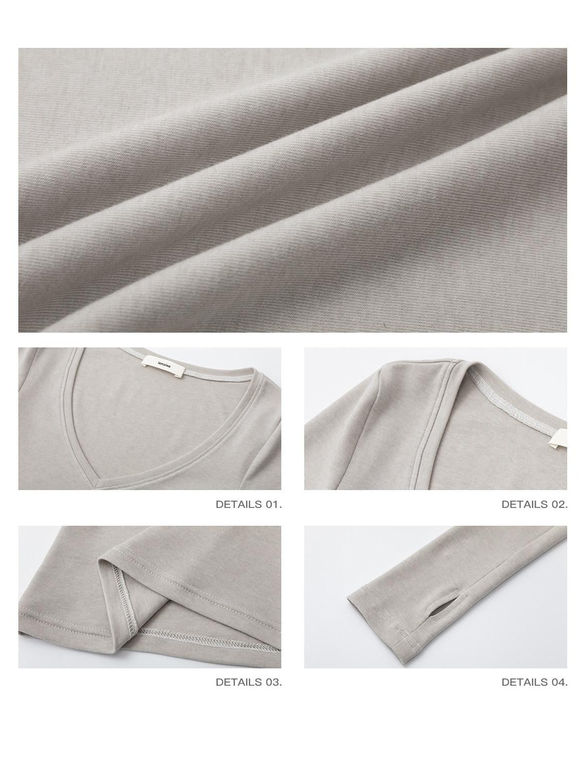 iamxiaa Deep Sweetheart Neck Thumbhole Women&